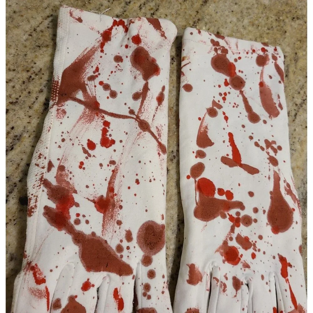 Vintage Size XXL Stretch Long Formal Fake Bloody Horror Zombie Costume Gloves - Picture 4 of 15